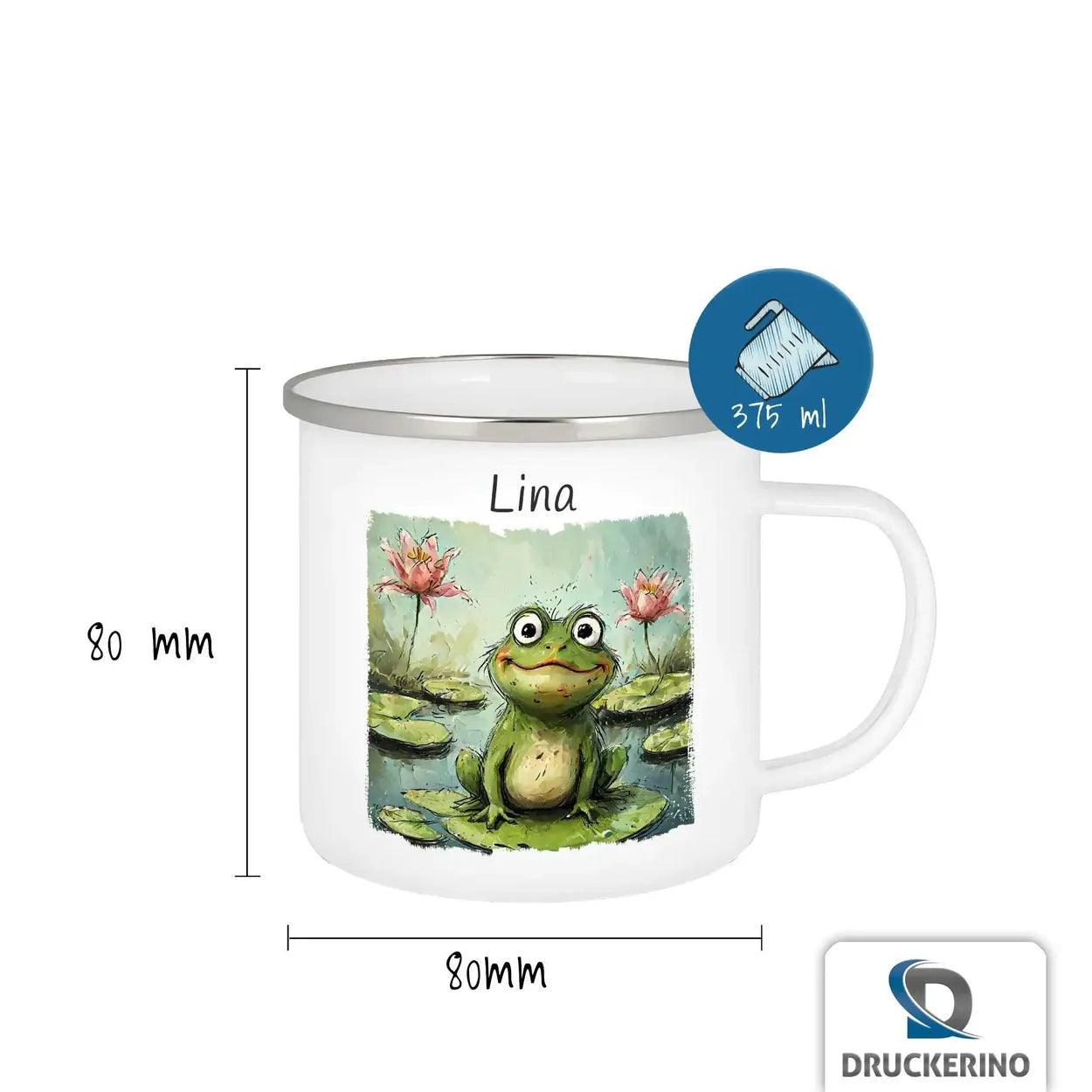 Emaille Tasse Frosch-Abenteuer - Druckerino