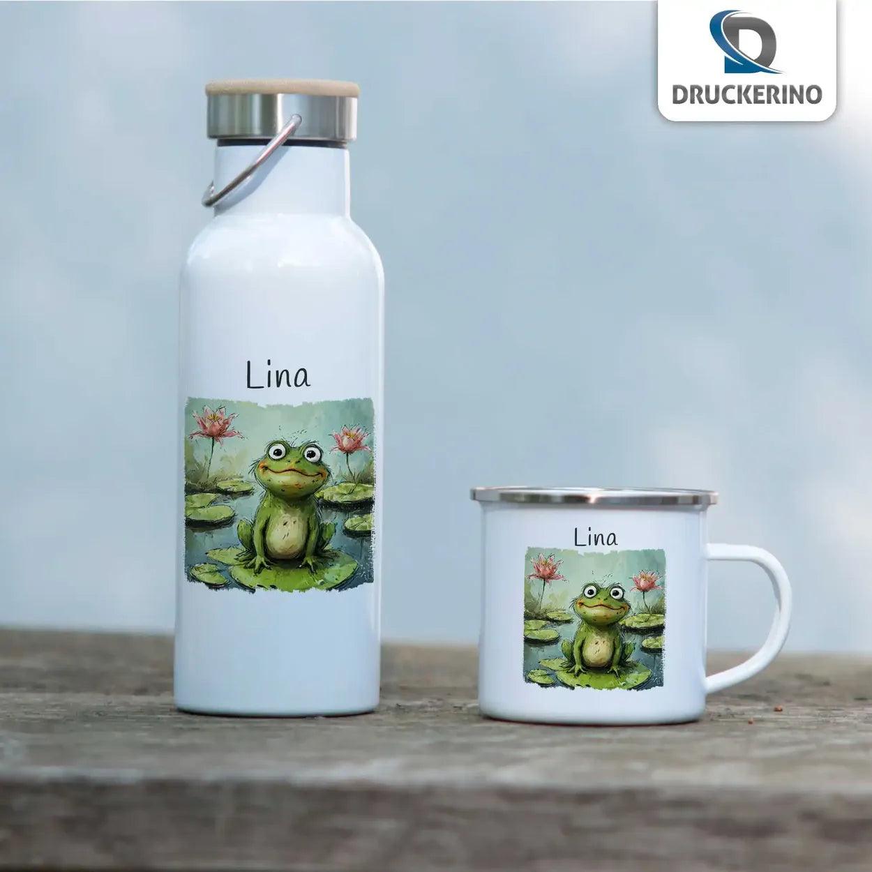 Emaille Tasse Frosch-Abenteuer - Druckerino