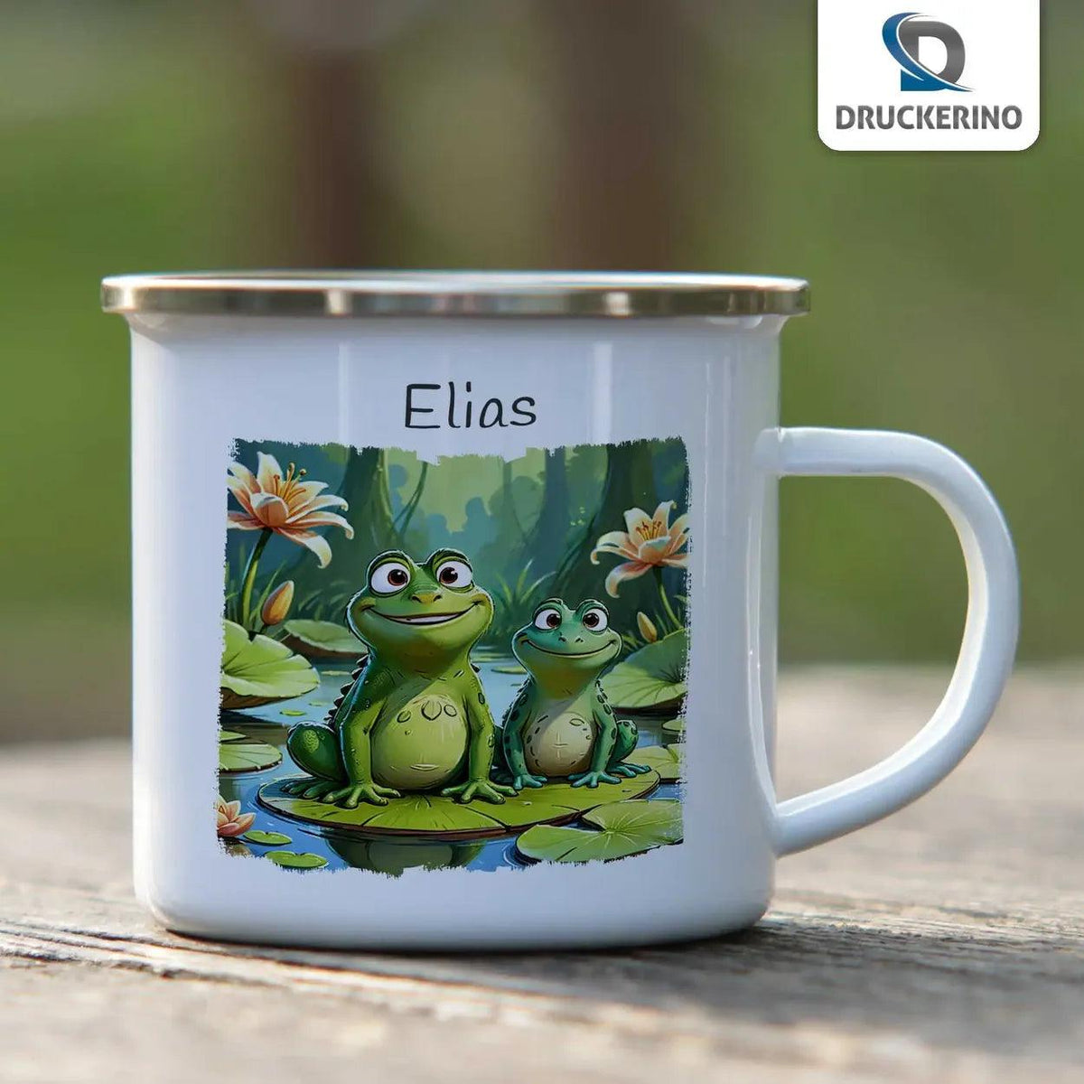 Emaille Tasse Froschteich Abenteuer - Druckerino