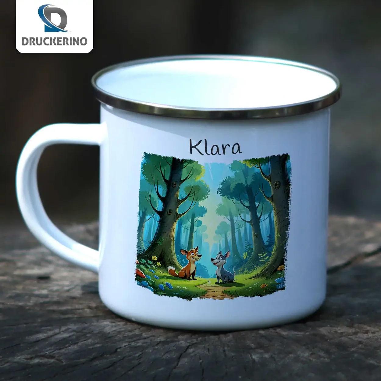 Emaille Tasse Fuchs Abenteuer - Druckerino