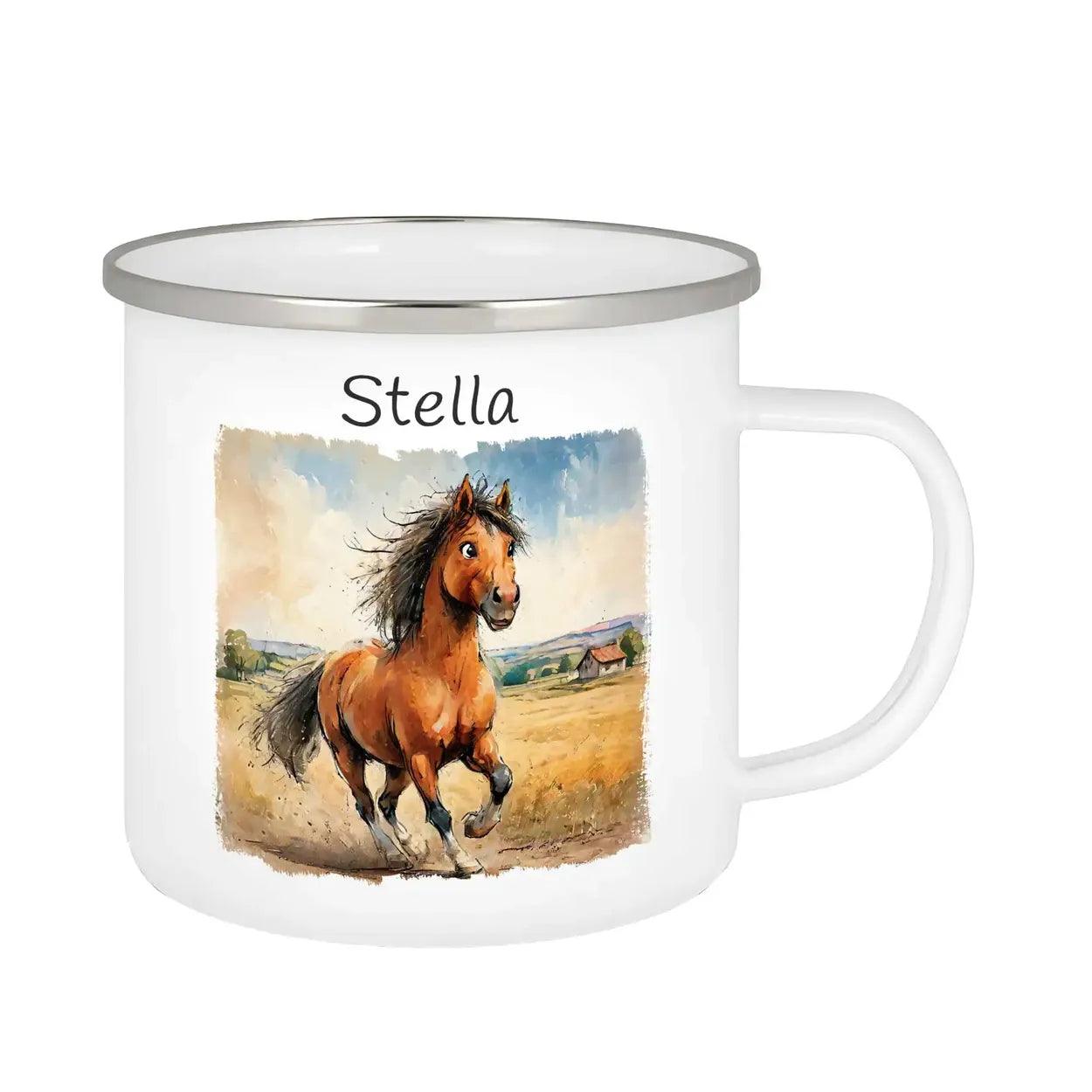 Emaille Tasse Galoppierendes Glück - Druckerino