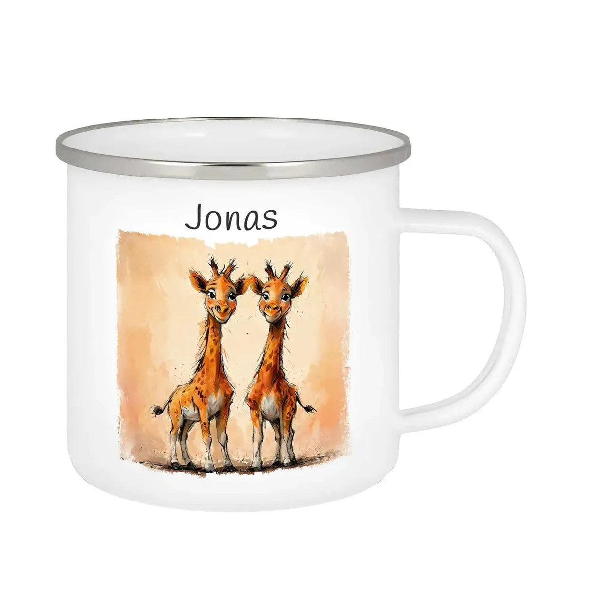 Emaille Tasse Giraffen-Freunde - Druckerino