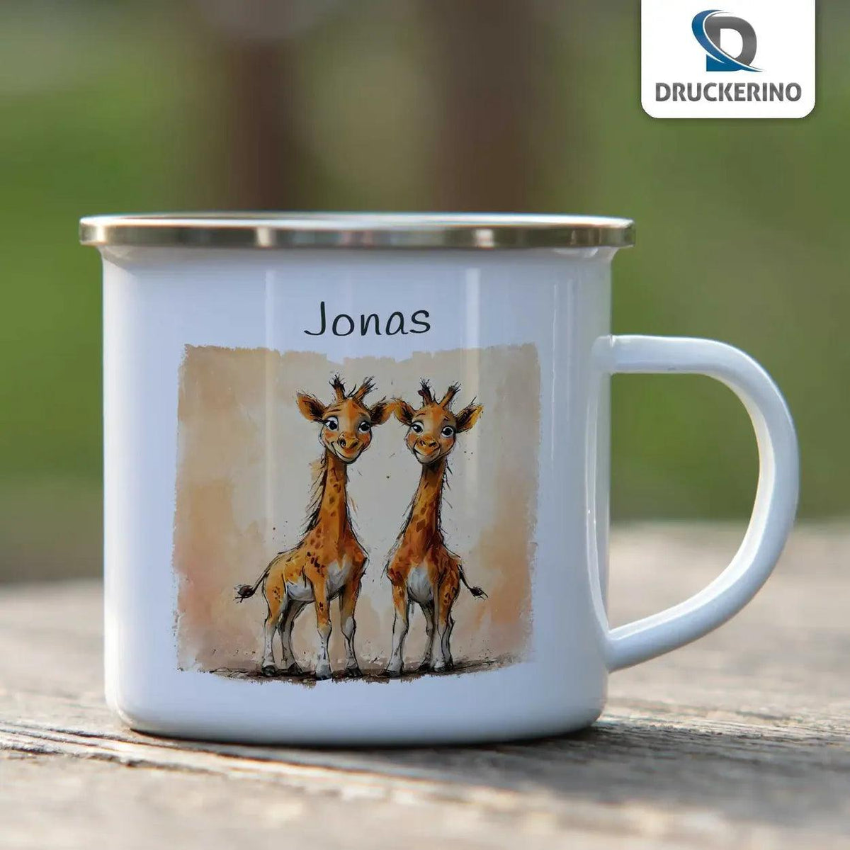 Emaille Tasse Giraffen-Freunde - Druckerino