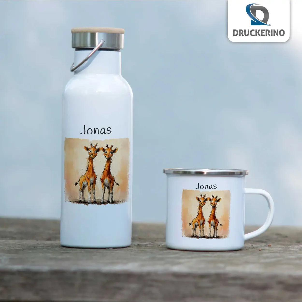 Emaille Tasse Giraffen-Freunde - Druckerino