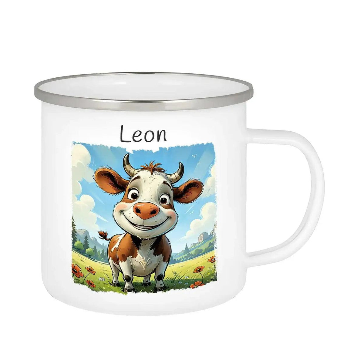 Emaille Tasse Glücksbringer Kuh - Druckerino