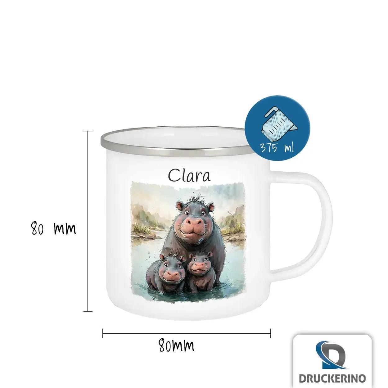 Emaille Tasse Hippo-Familie - Druckerino