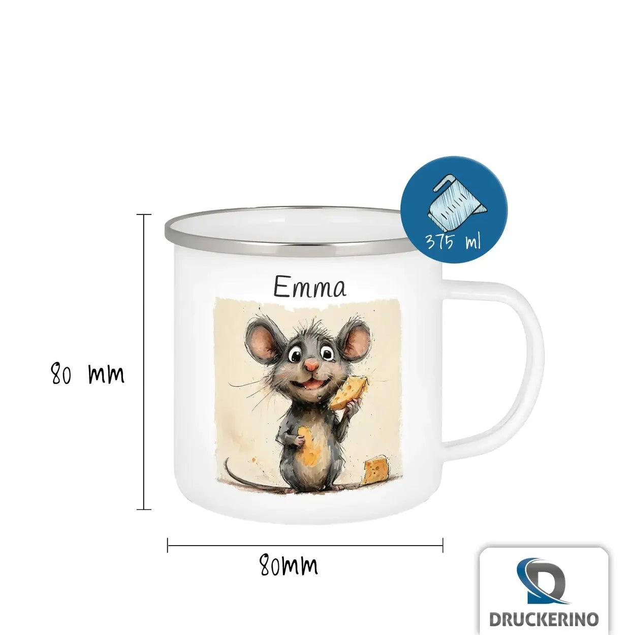 Emaille Tasse Kleine Maus Abenteuer - Druckerino