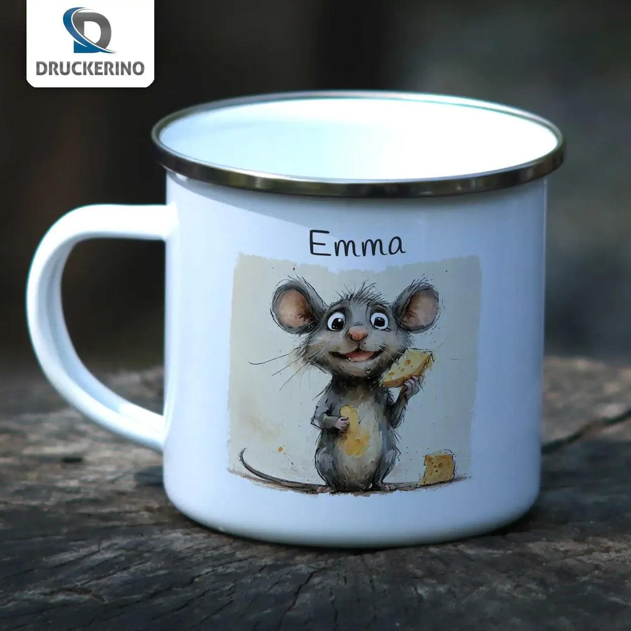 Emaille Tasse Kleine Maus Abenteuer - Druckerino