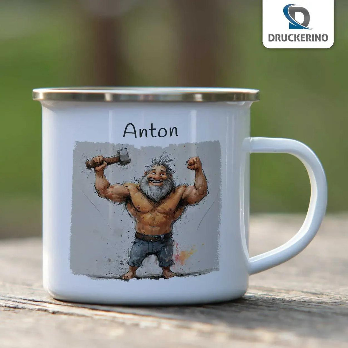 Emaille Tasse Kraftprotz - Druckerino