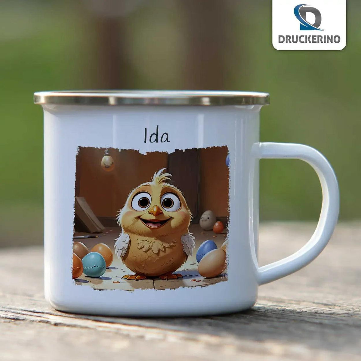 Emaille Tasse Kükenglück - Druckerino