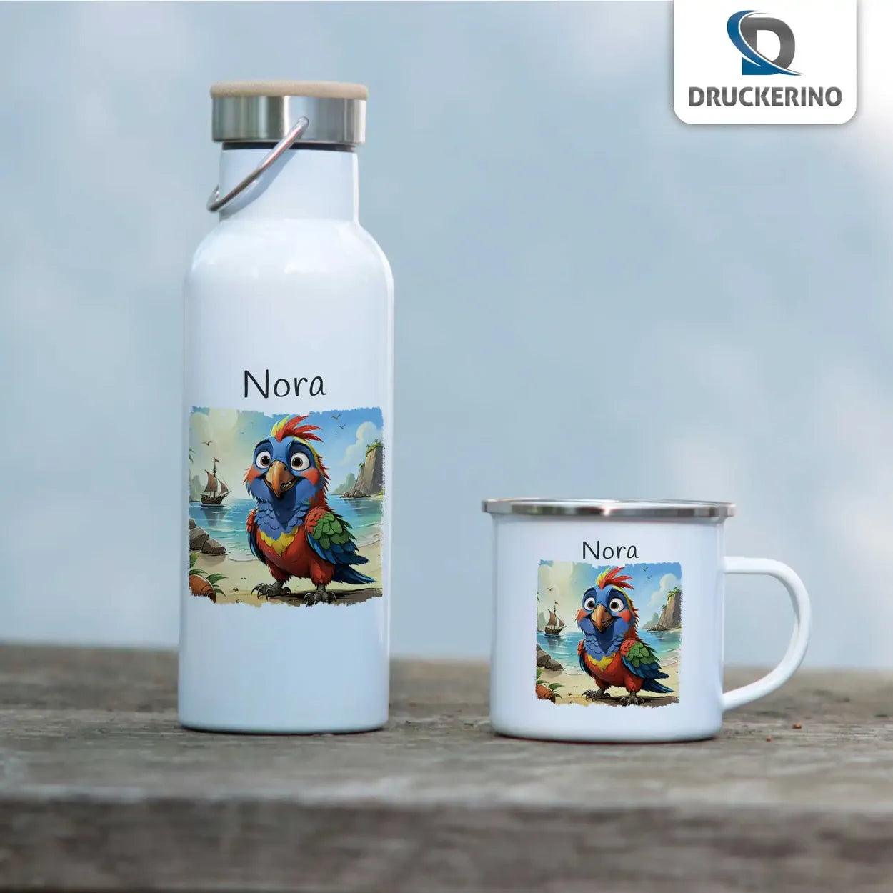 Emaille Tasse Kunterbunter Piratenfreund - Druckerino