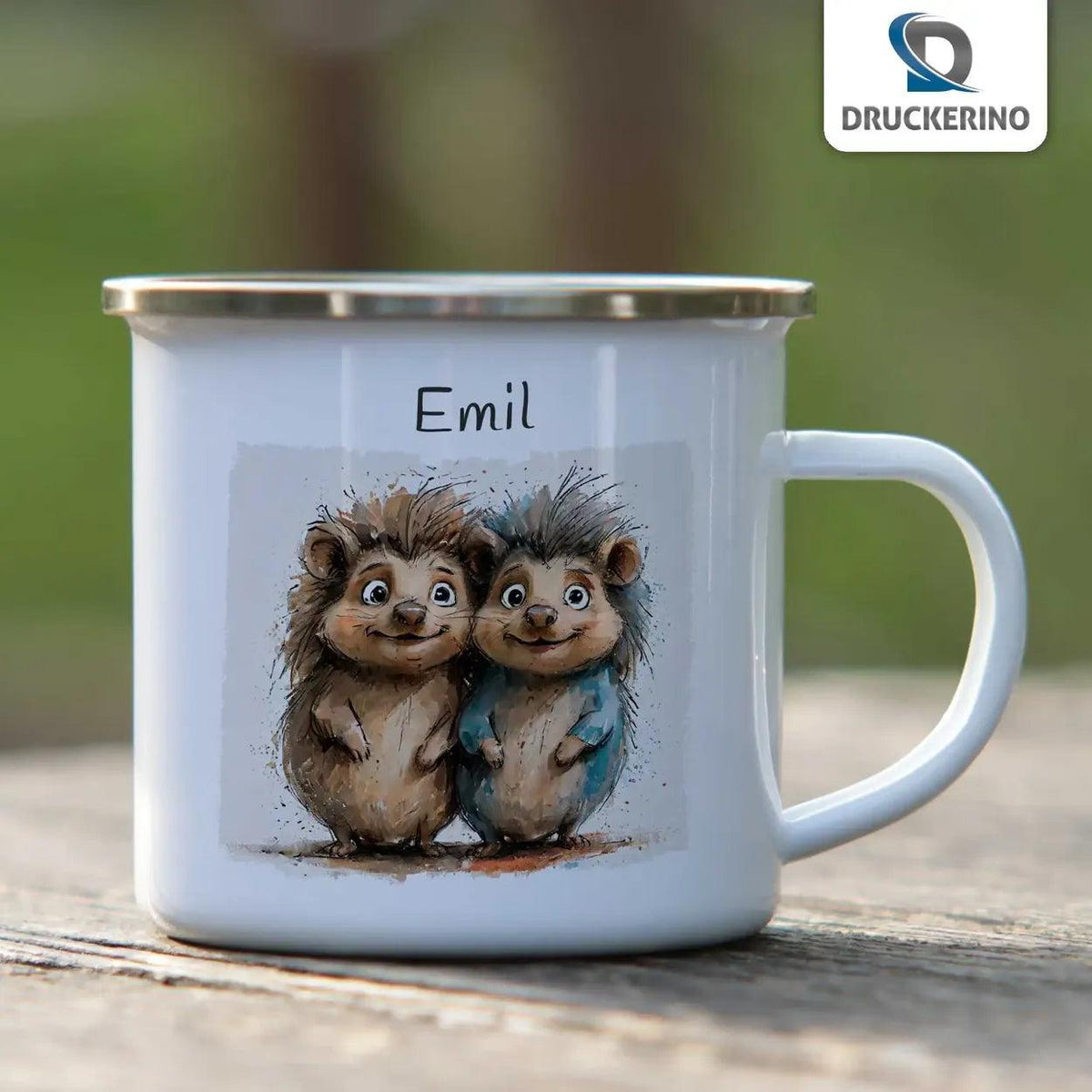 Emaille Tasse Kuschel-Igel - Druckerino