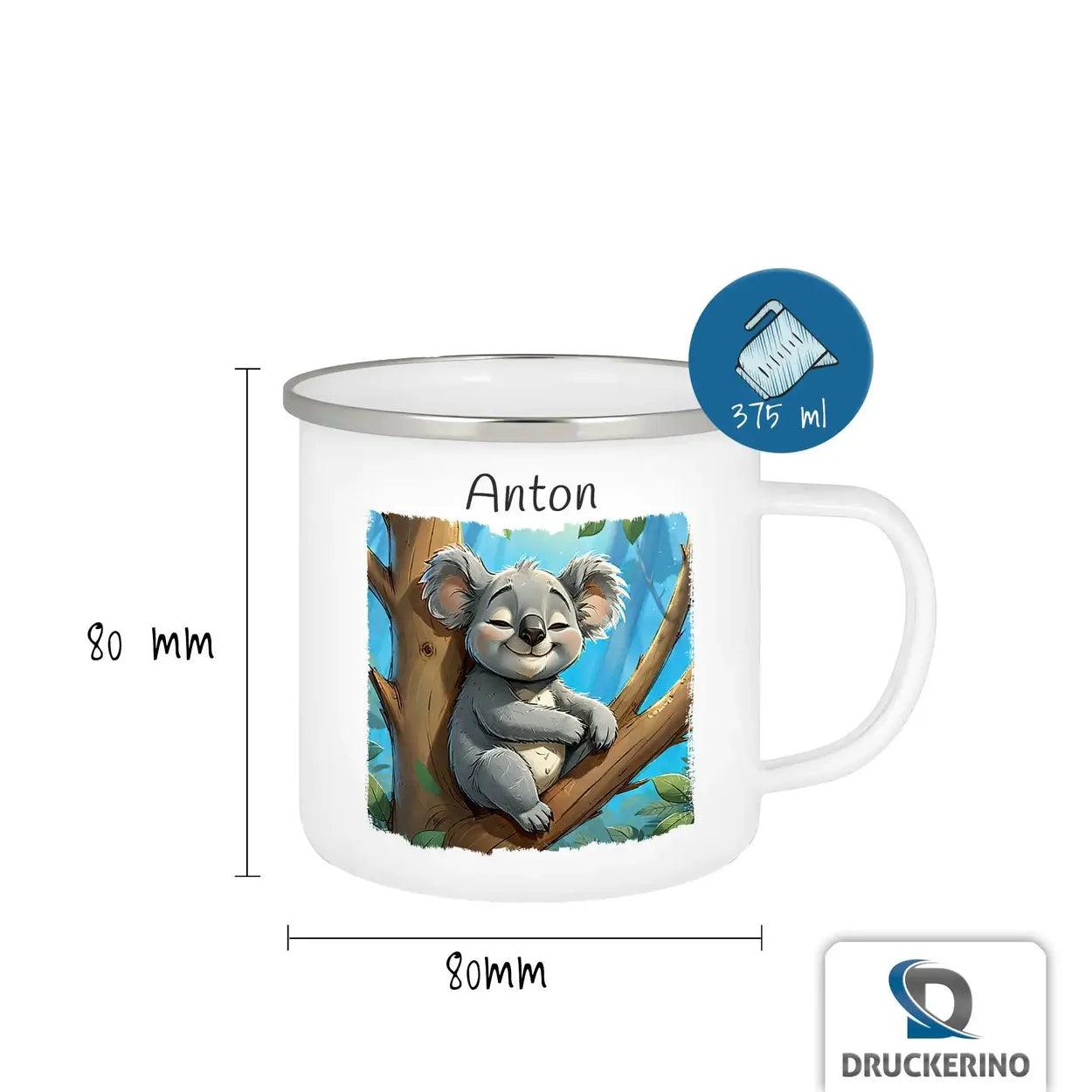 Emaille Tasse Kuscheliger Koala - Druckerino