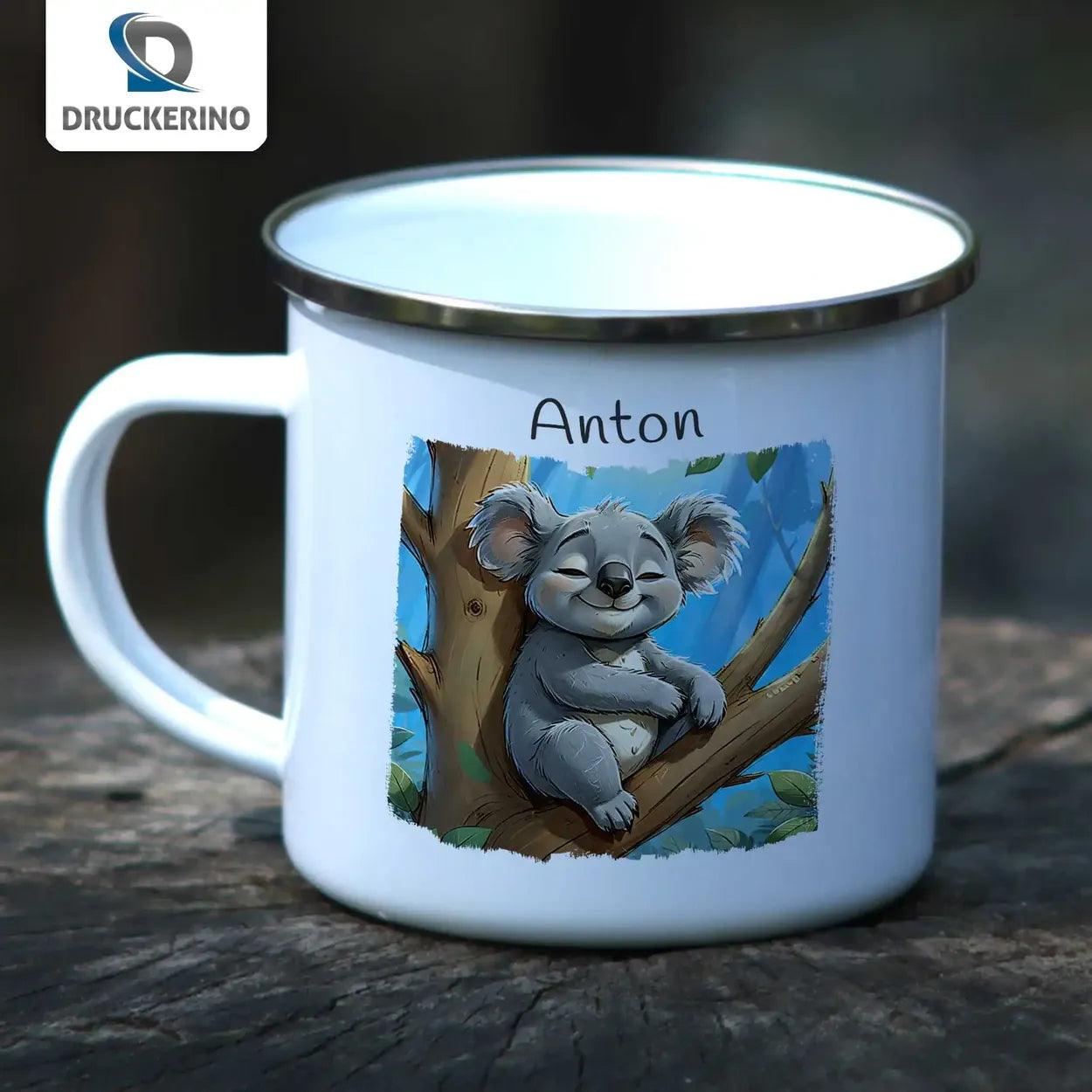 Emaille Tasse Kuscheliger Koala - Druckerino