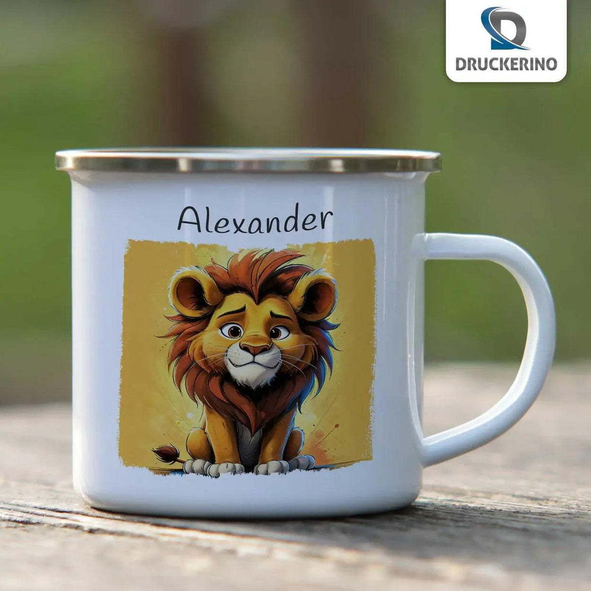 Emaille Tasse Löwenfreund - Druckerino