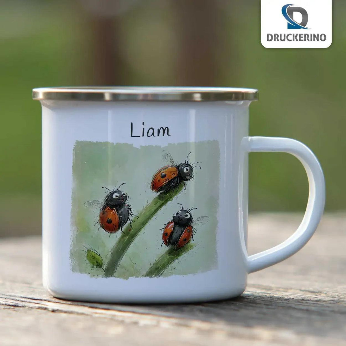 Emaille Tasse Marienkäfer-Zauber - Druckerino