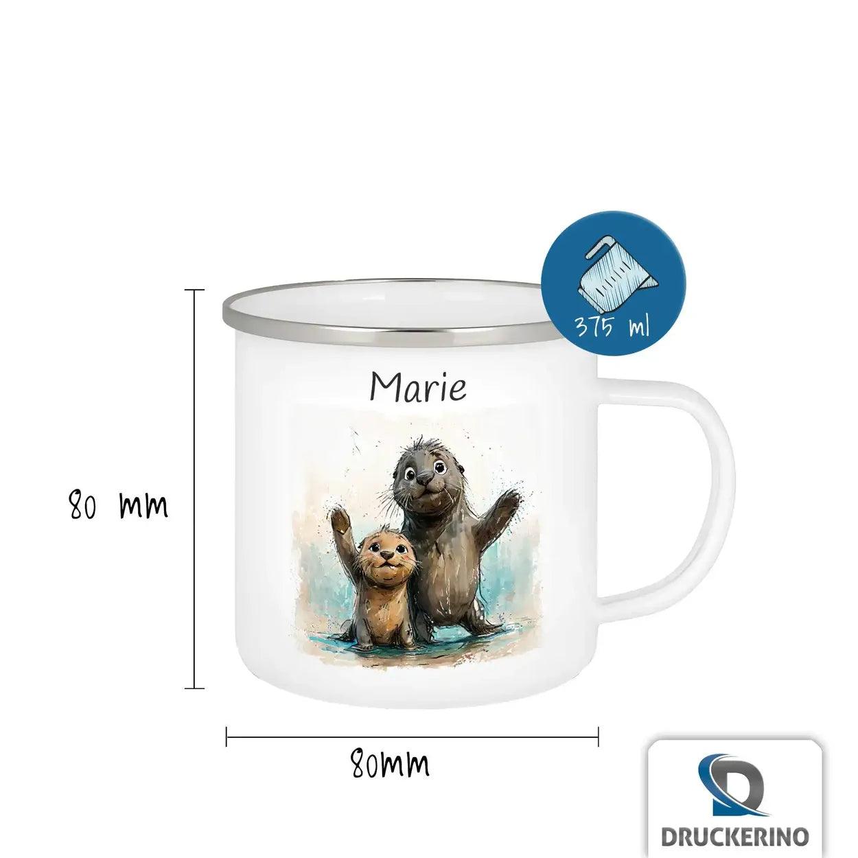 Emaille Tasse Meerliebende Robben - Druckerino
