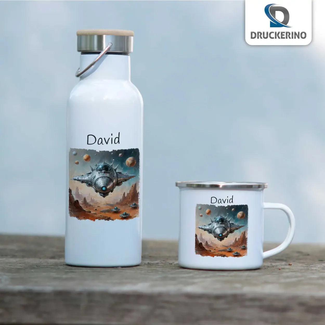 Emaille Tasse Mission Weltall - Druckerino