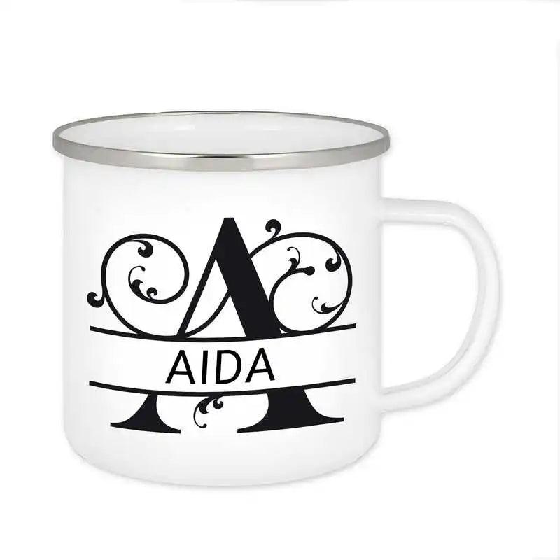 Emaille Tasse mit Namen | Motiv 1 | Aida - Druckerino