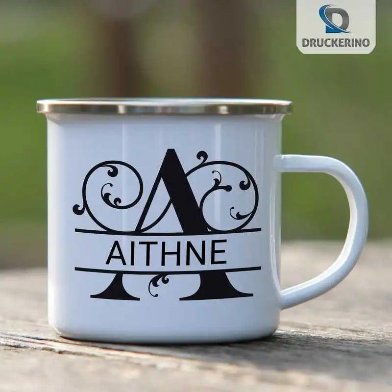 Emaille Tasse mit Namen | Motiv 1 | Aithne - Druckerino
