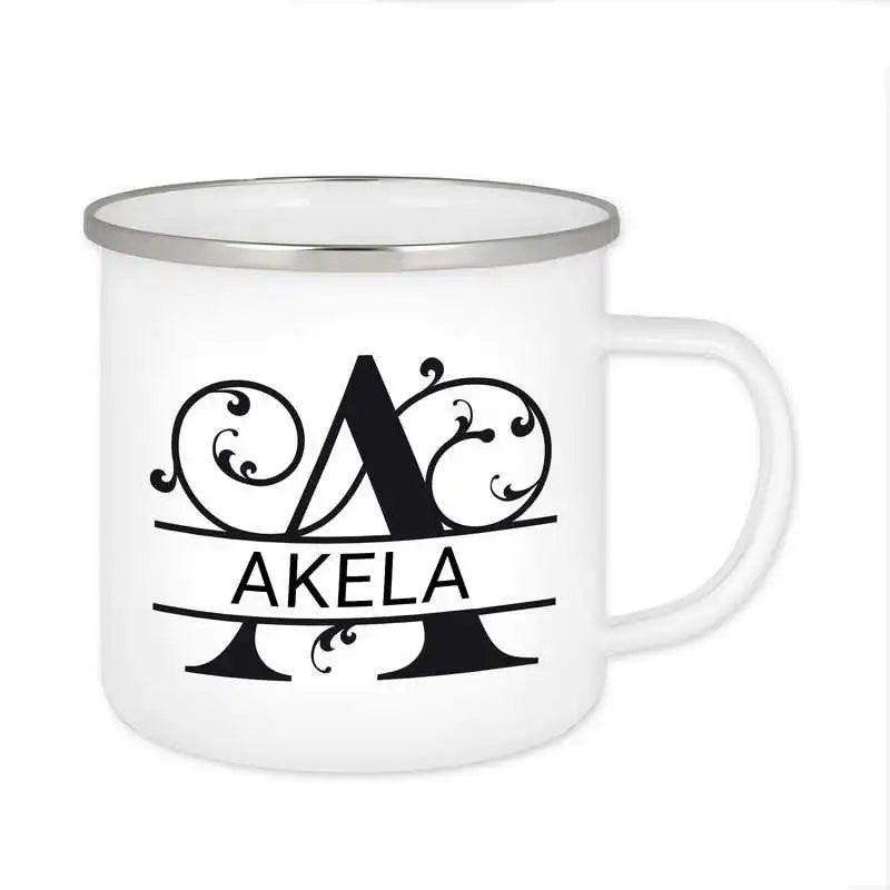 Emaille Tasse mit Namen | Motiv 1 | Akela - Druckerino