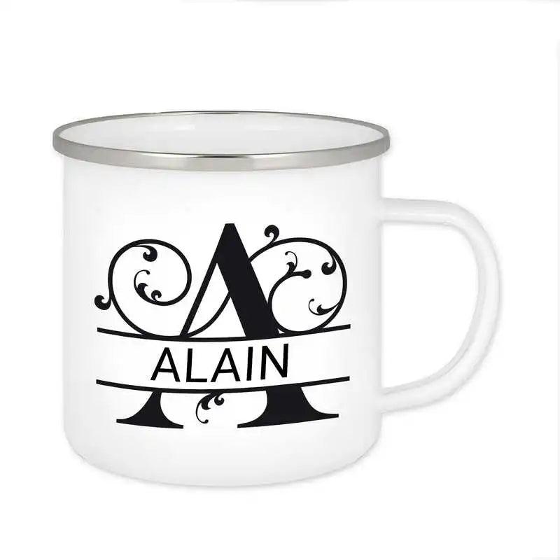 Emaille Tasse mit Namen | Motiv 1 | Alain - Druckerino