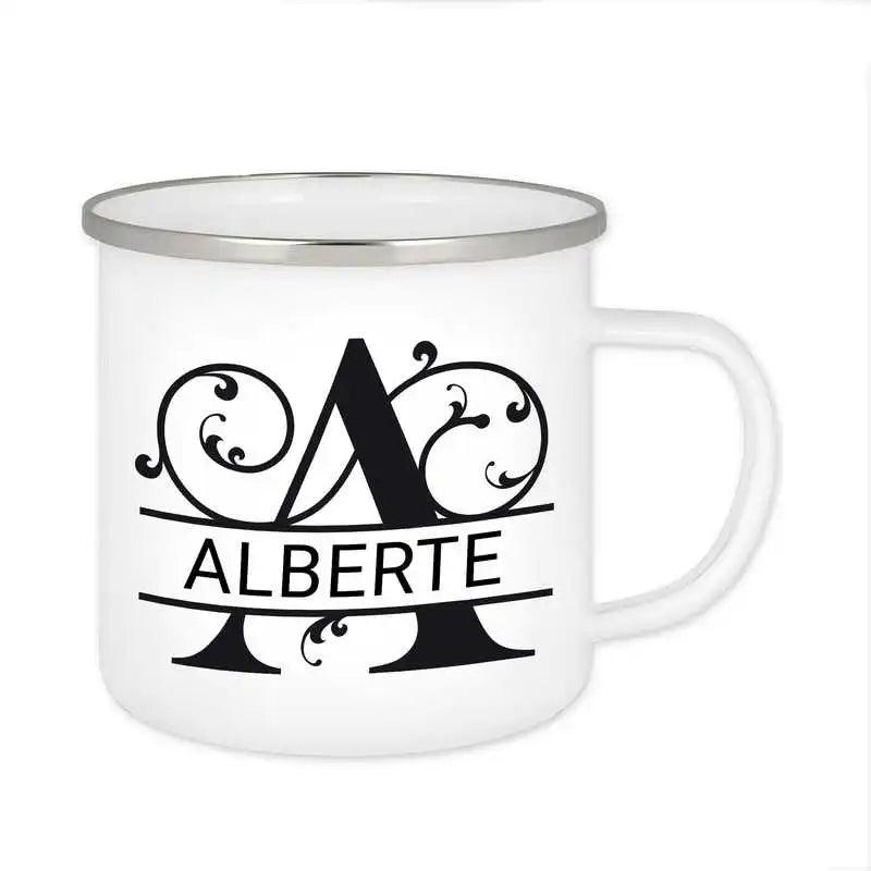 Emaille Tasse mit Namen | Motiv 1 | Alberte - Druckerino