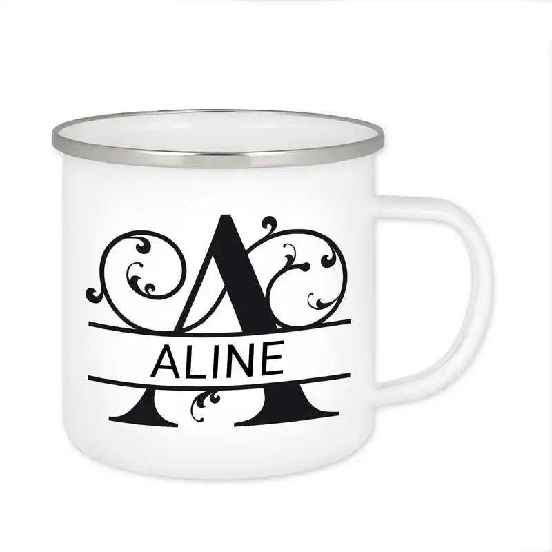 Emaille Tasse mit Namen | Motiv 1 | Aline - Druckerino