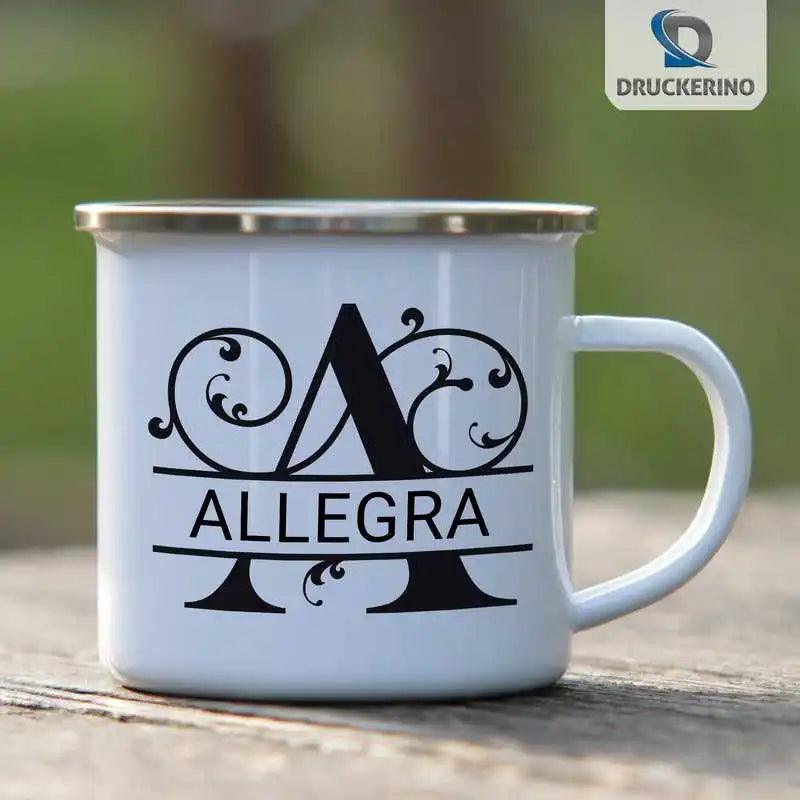 Emaille Tasse mit Namen | Motiv 1 | Allegra - Druckerino