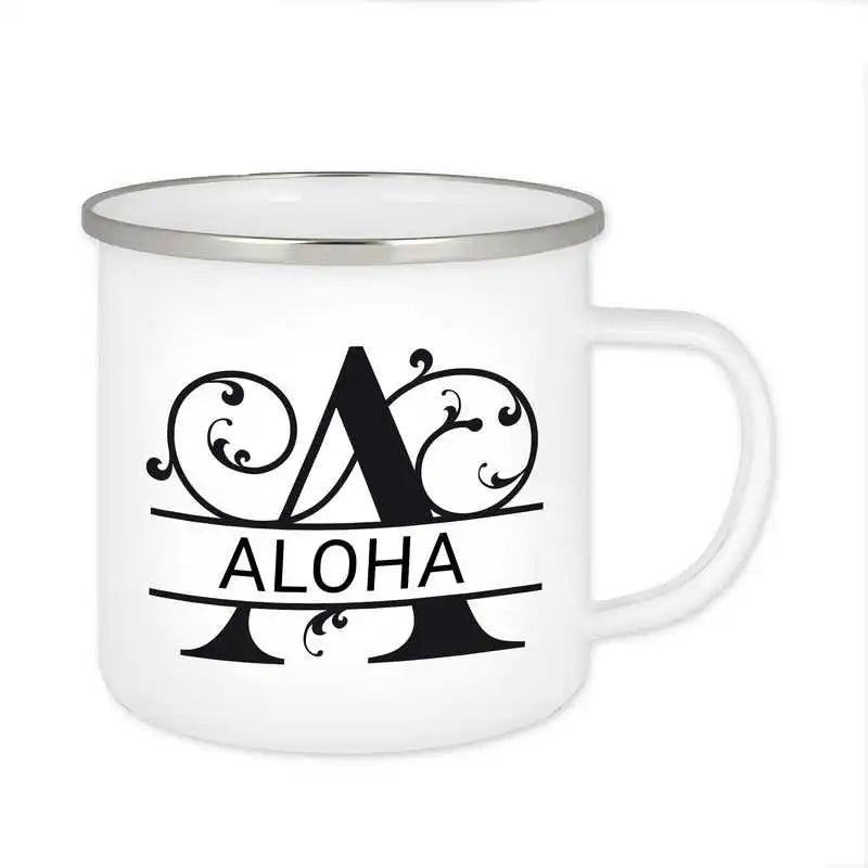 Emaille Tasse mit Namen | Motiv 1 | Aloha - Druckerino