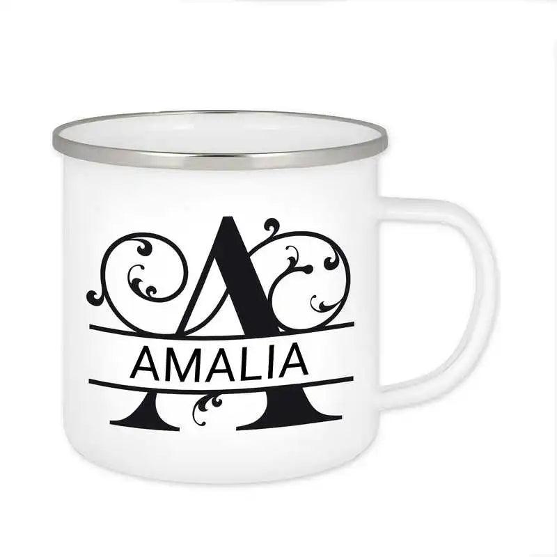 Emaille Tasse mit Namen | Motiv 1 | Amalia - Druckerino