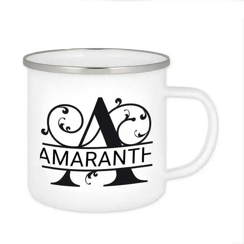 Emaille Tasse mit Namen | Motiv 1 | Amaranth - Druckerino