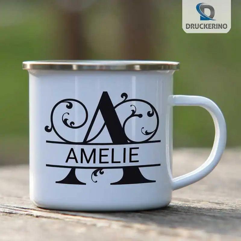 Emaille Tasse mit Namen | Motiv 1 | Amelie - Druckerino