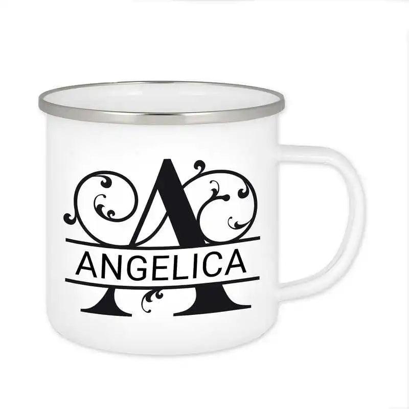 Emaille Tasse mit Namen | Motiv 1 | Angelica - Druckerino