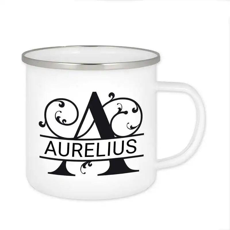 Emaille Tasse mit Namen | Motiv 1 | Aurelius - Druckerino