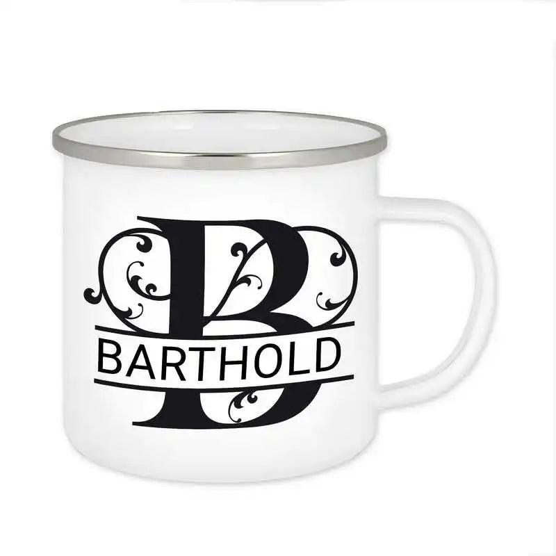 Emaille Tasse mit Namen | Motiv 1 | Barthold - Druckerino