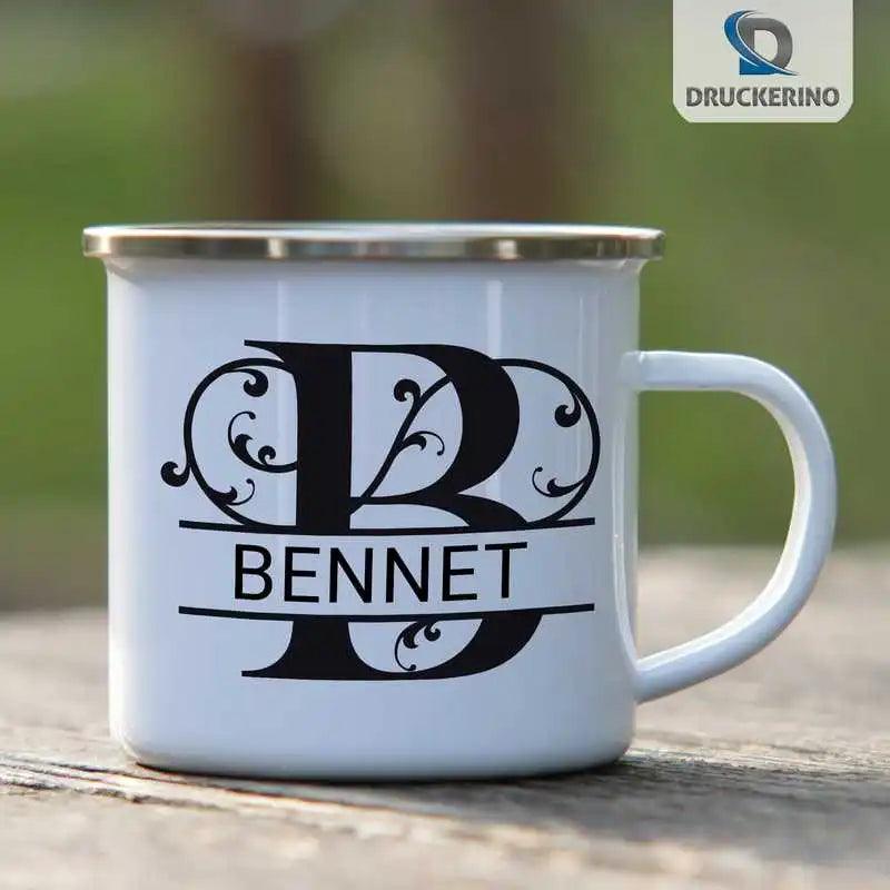 Emaille Tasse mit Namen | Motiv 1 | Bennet - Druckerino