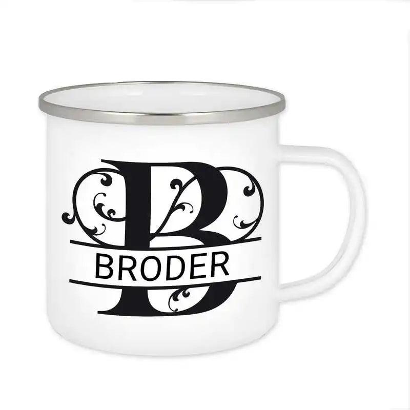 Emaille Tasse mit Namen | Motiv 1 | Broder - Druckerino