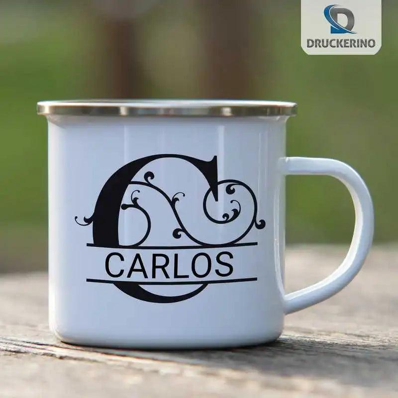 Emaille Tasse mit Namen | Motiv 1 | Carlos - Druckerino