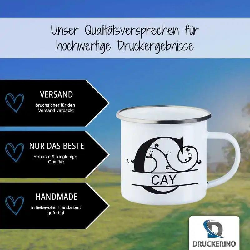 Emaille Tasse mit Namen | Motiv 1 | Cay - Druckerino