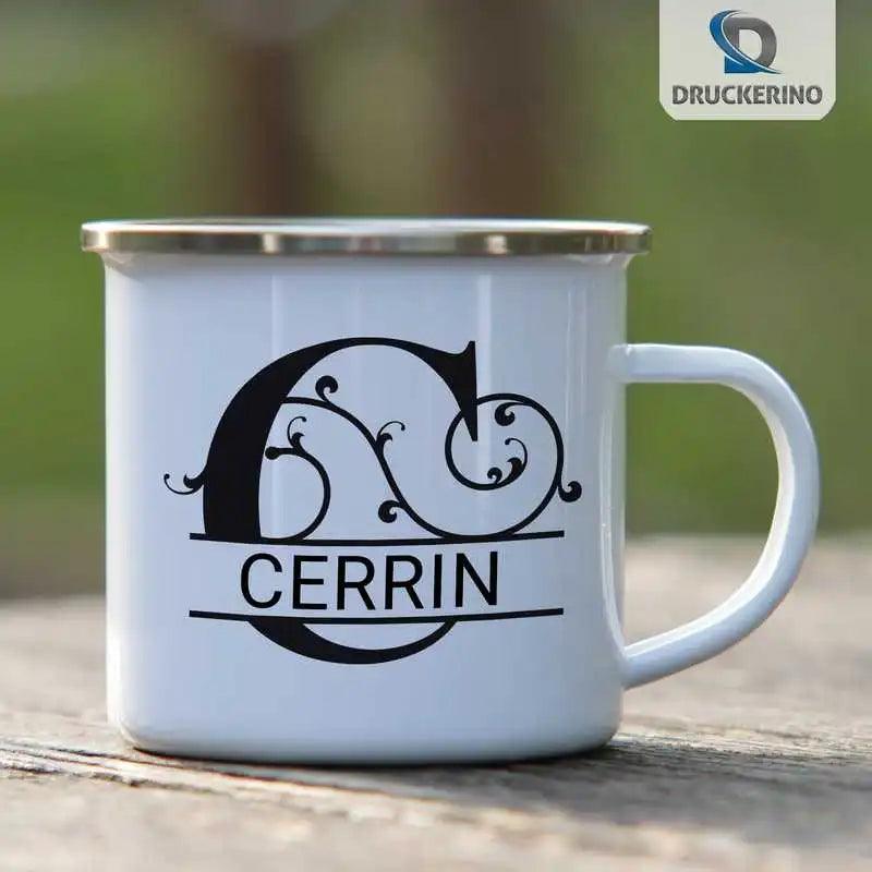 Emaille Tasse mit Namen | Motiv 1 | Cerrin - Druckerino