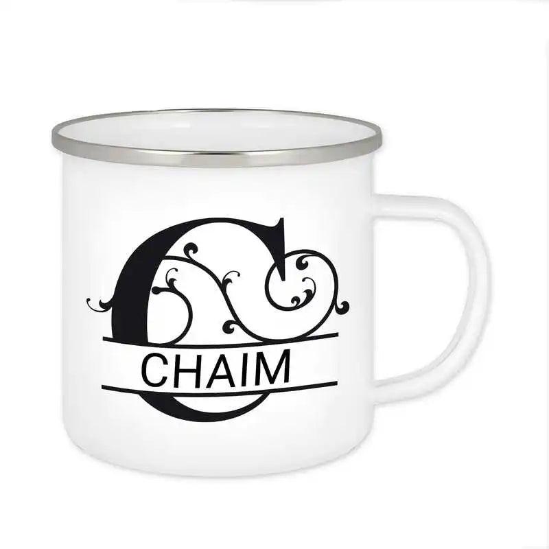Emaille Tasse mit Namen | Motiv 1 | Chaim - Druckerino