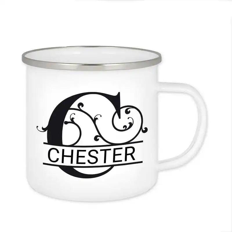 Emaille Tasse mit Namen | Motiv 1 | Chester - Druckerino