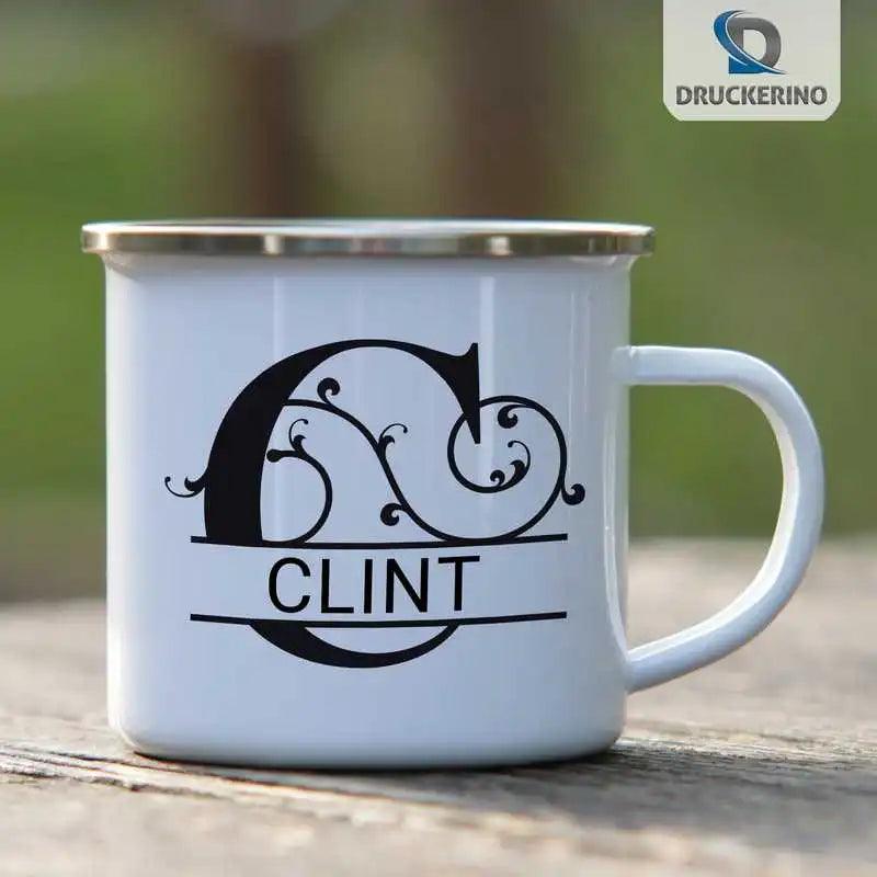 Emaille Tasse mit Namen | Motiv 1 | Clint - Druckerino