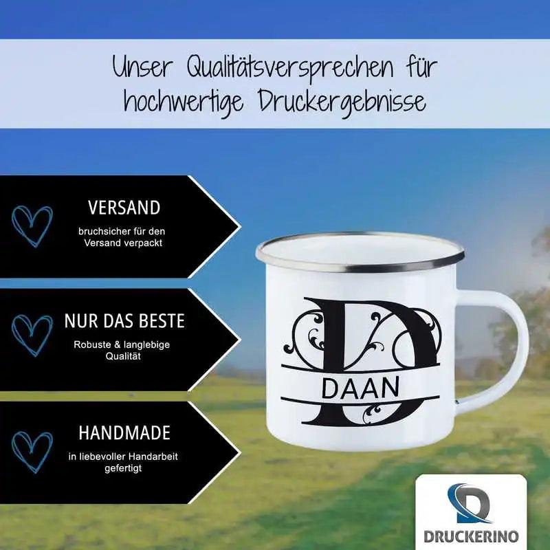 Emaille Tasse mit Namen | Motiv 1 | Daan - Druckerino