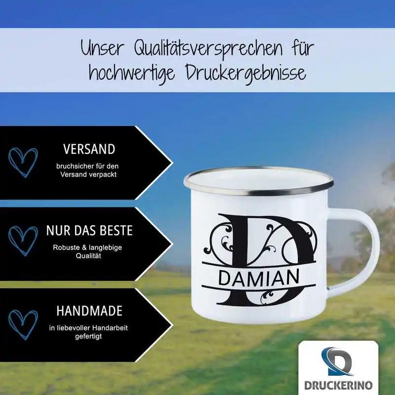 Emaille Tasse mit Namen | Motiv 1 | Damian - Druckerino
