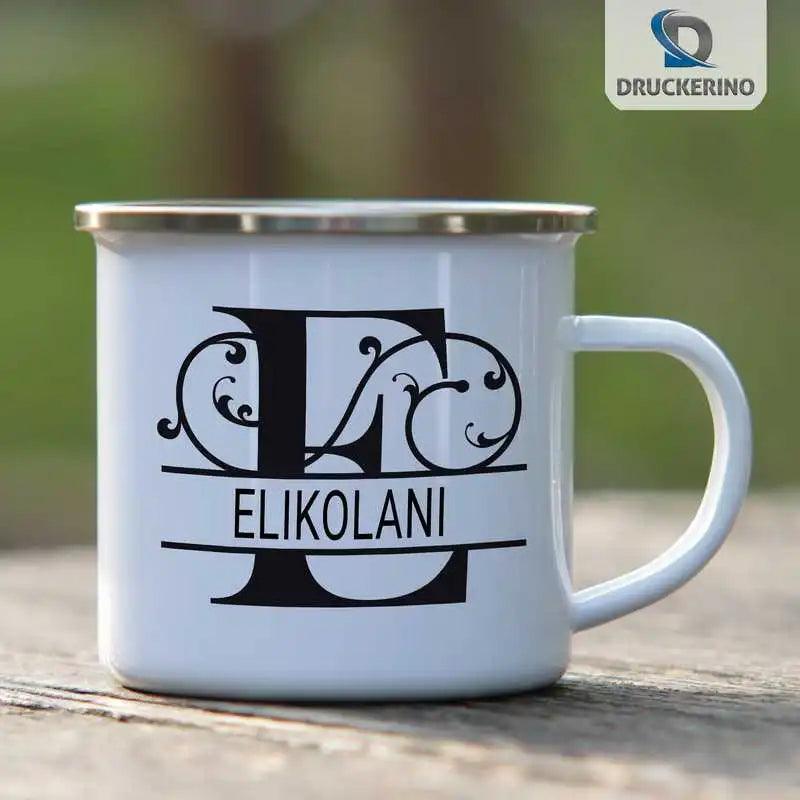 Emaille Tasse mit Namen | Motiv 1 | Elikolani - Druckerino