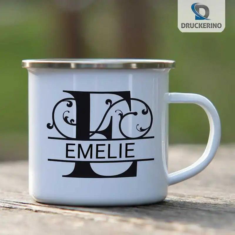 Emaille Tasse mit Namen | Motiv 1 | Emelie - Druckerino