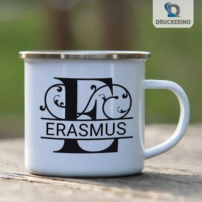 Emaille Tasse mit Namen | Motiv 1 | Erasmus - Druckerino