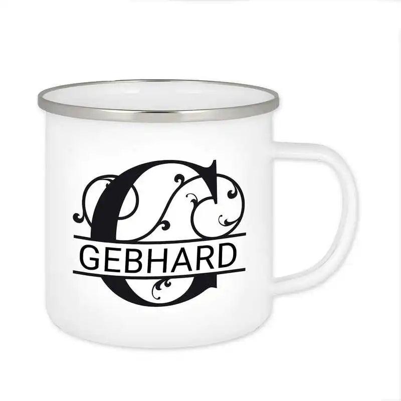 Emaille Tasse mit Namen | Motiv 1 | Gebhard - Druckerino